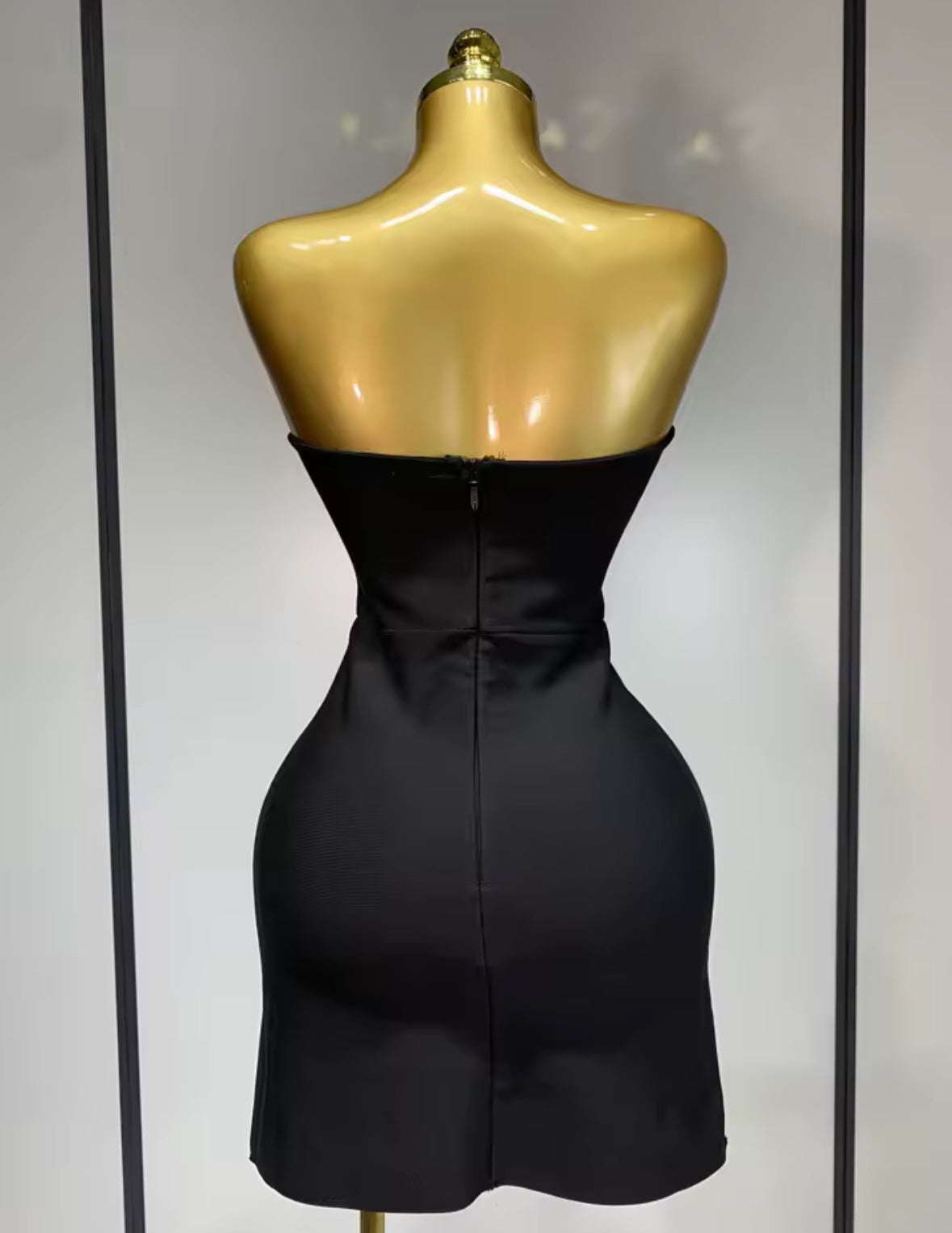 The Luxe Gem Strapless Mini Dress – Black