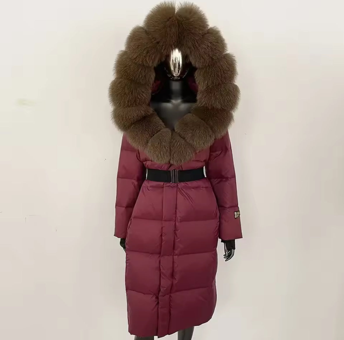 Luxury Real Fox Fur Oversized Collar Down Coat