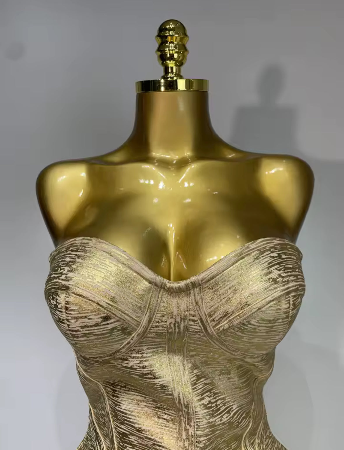 Trophy Wife Metallic Strapless Bandage Bodycon Dress — Gold or Black