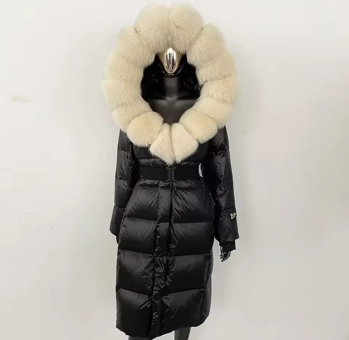 Luxury Real Fox Fur Oversized Collar Down Coat