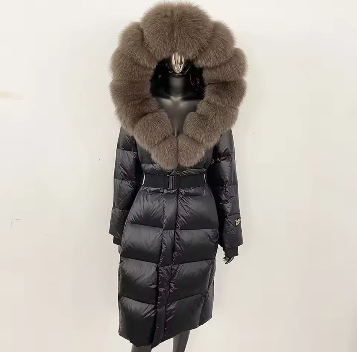 Luxury Real Fox Fur Oversized Collar Down Coat