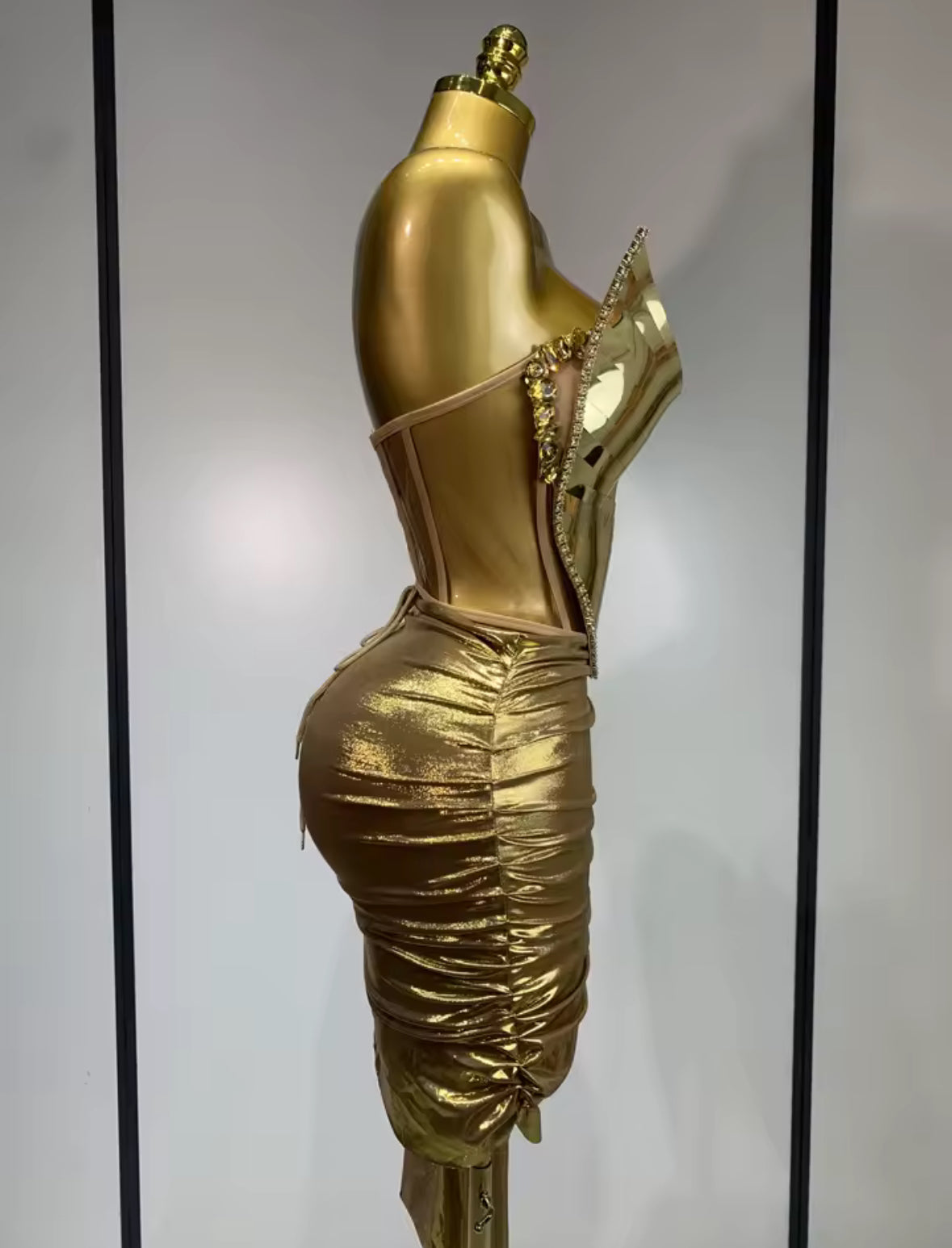 Sculpted Siren Metallic Corset Dress - Available in Gold or Silver