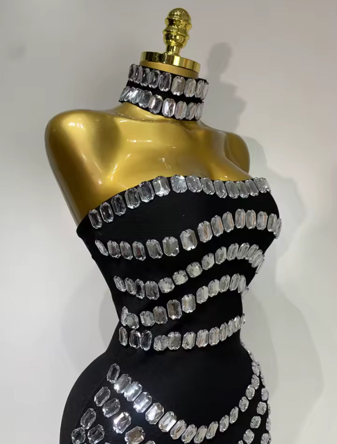 Diamond Drip Strapless Bandage Mini Dress