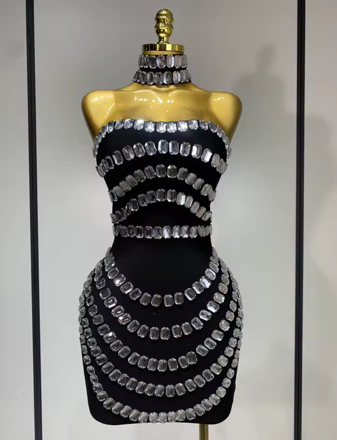 Diamond Drip Strapless Bandage Mini Dress