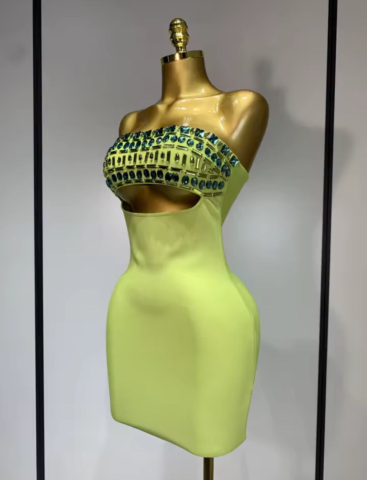 La Verde Gem Cutout Bandage Dress
