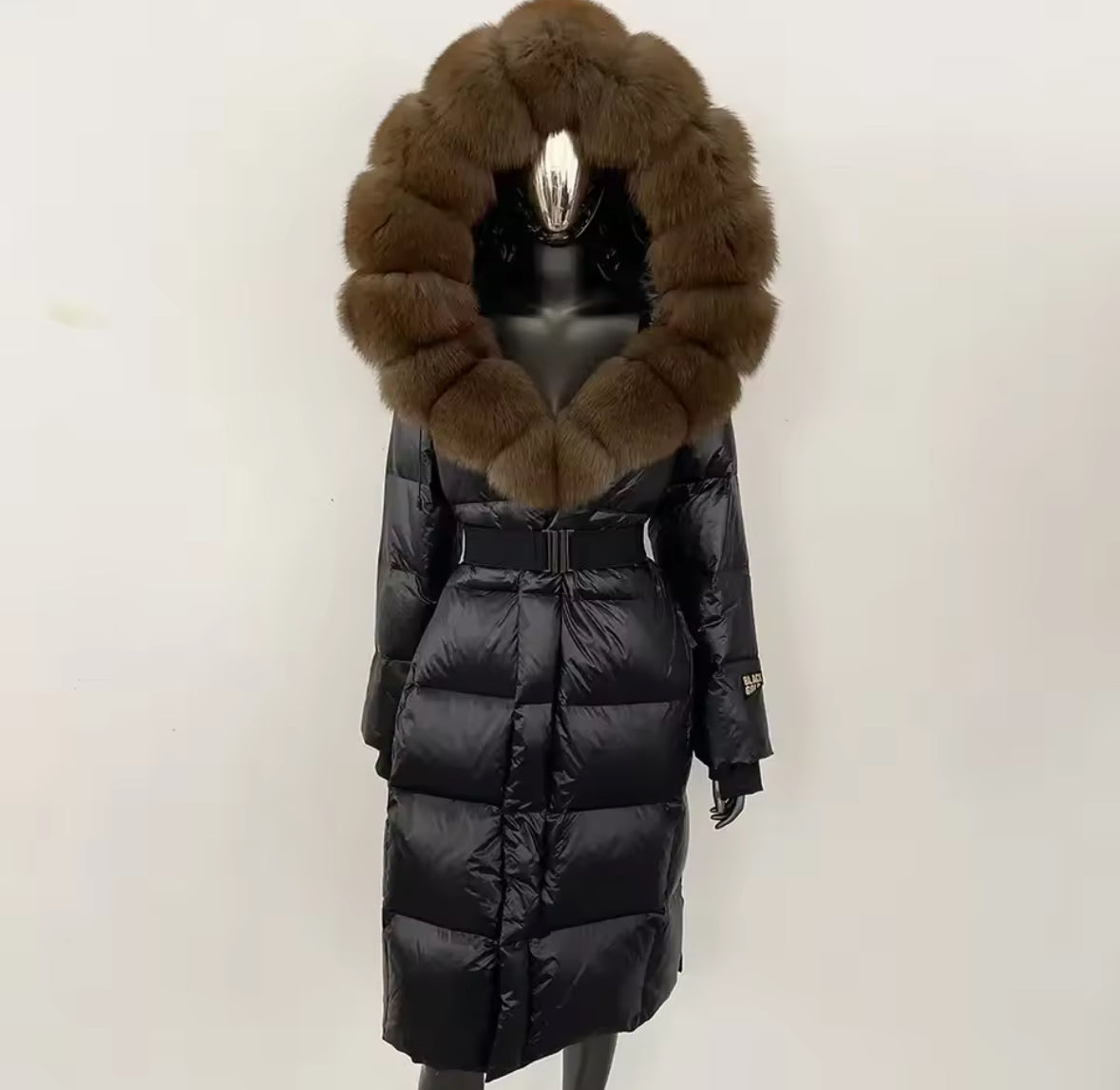 Luxury Real Fox Fur Oversized Collar Down Coat