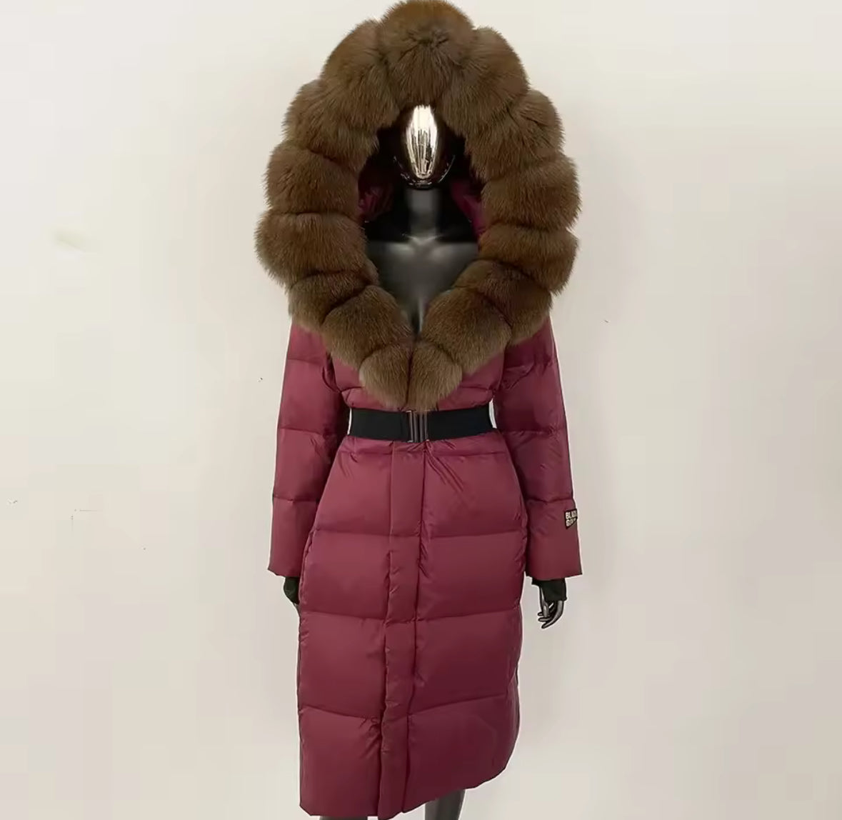 Luxury Real Fox Fur Oversized Collar Down Coat