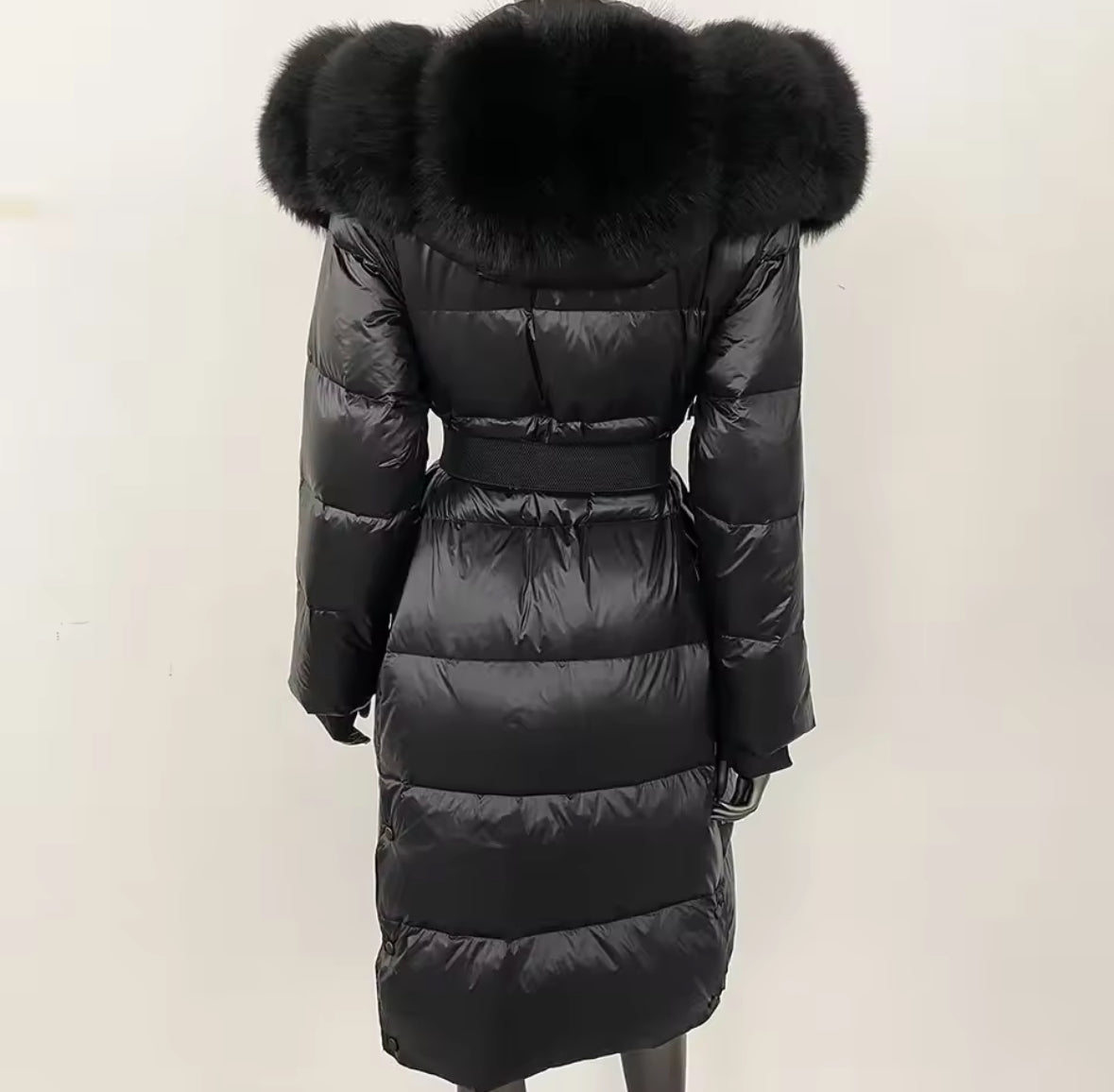 Luxury Real Fox Fur Oversized Collar Down Coat