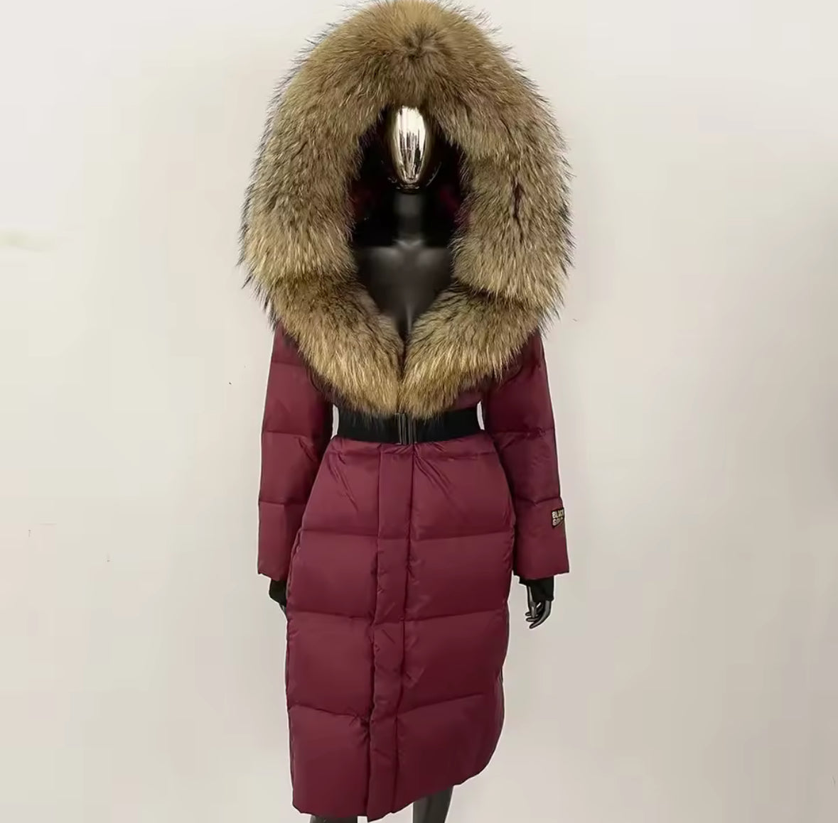 Luxury Real Fox Fur Oversized Collar Down Coat