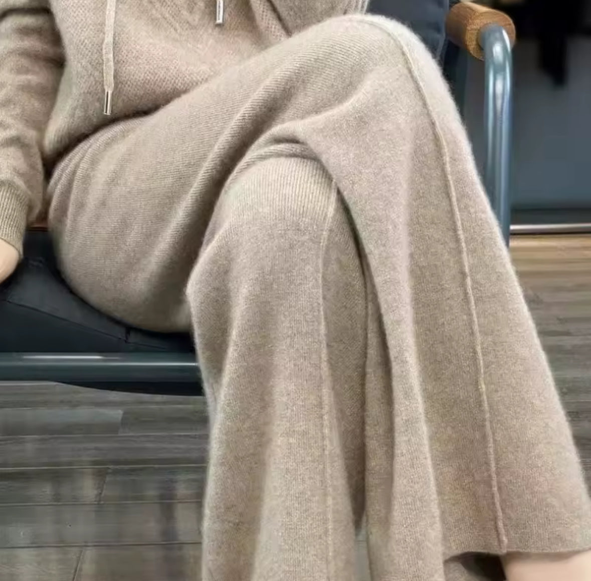 Merino Wool Wide Leg Knit Pants - Petite Sizes