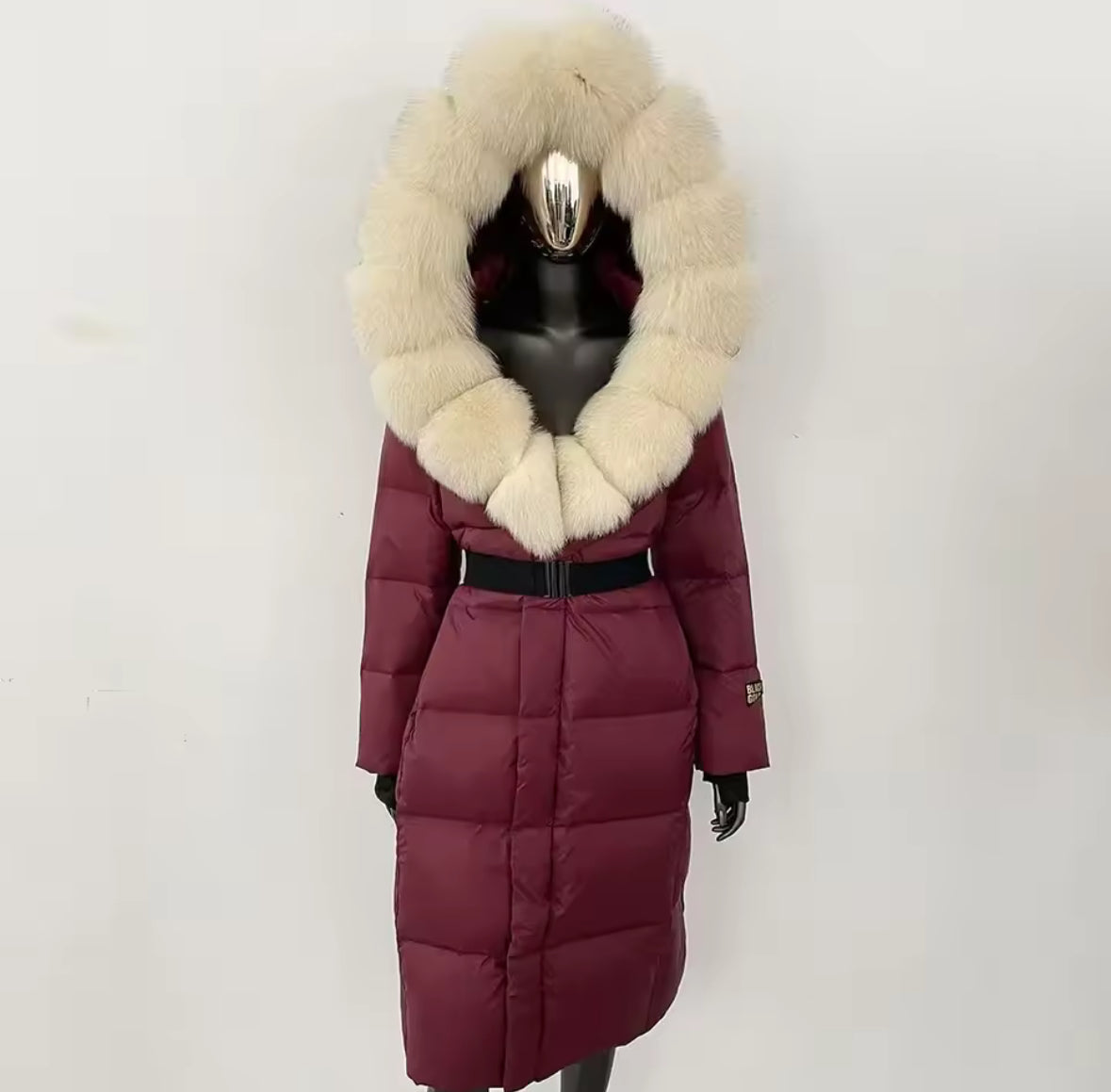 Luxury Real Fox Fur Oversized Collar Down Coat