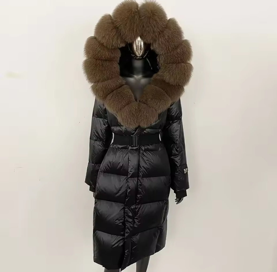 Luxury Real Fox Fur Oversized Collar Down Coat