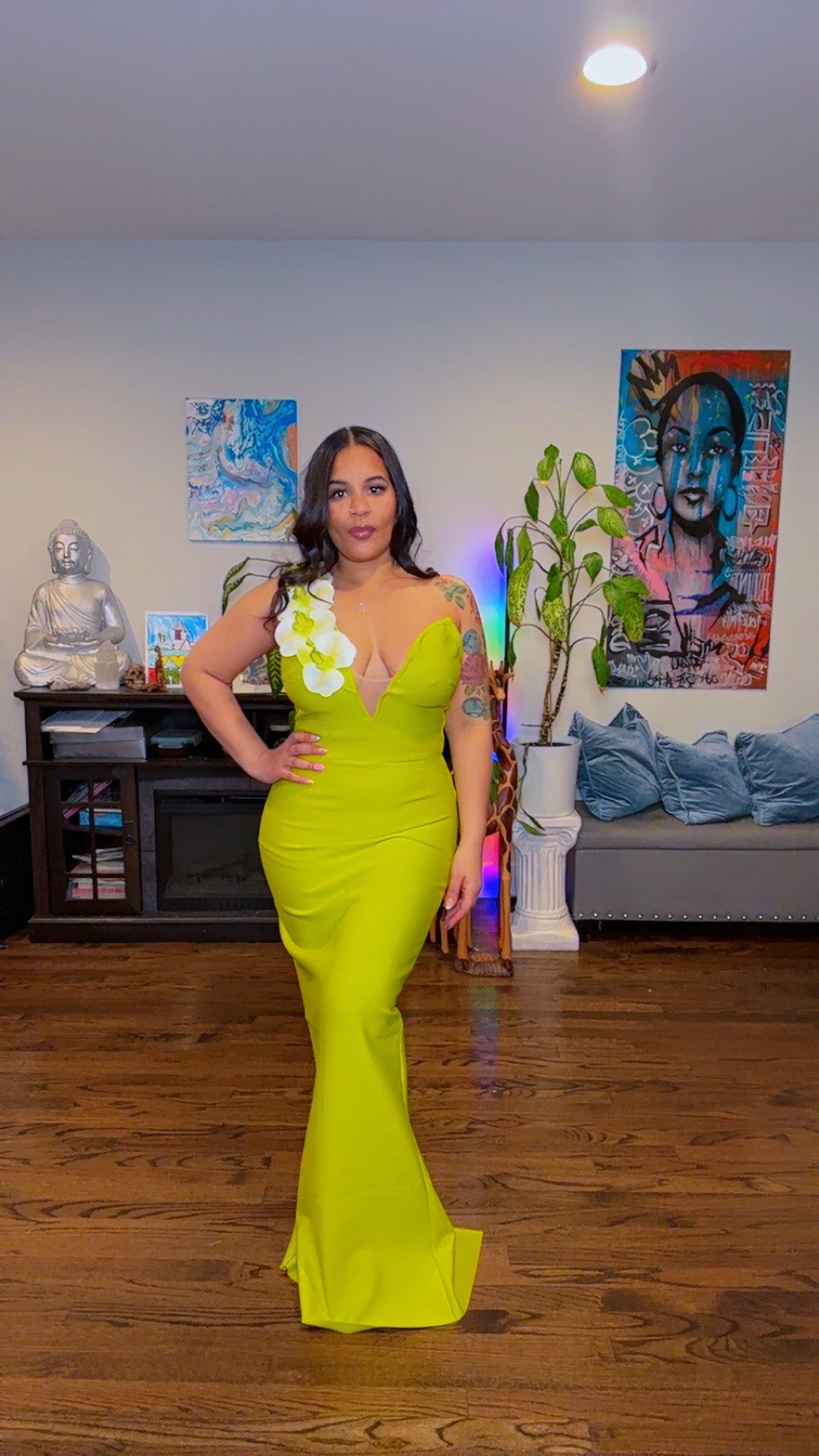 Green Orchid Bandage Bodycon Dress