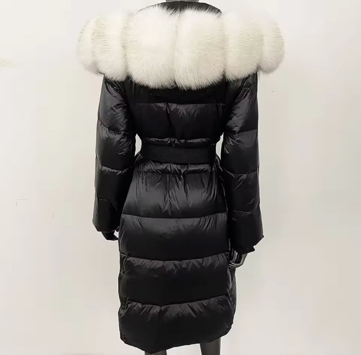 Luxury Real Fox Fur Oversized Collar Down Coat