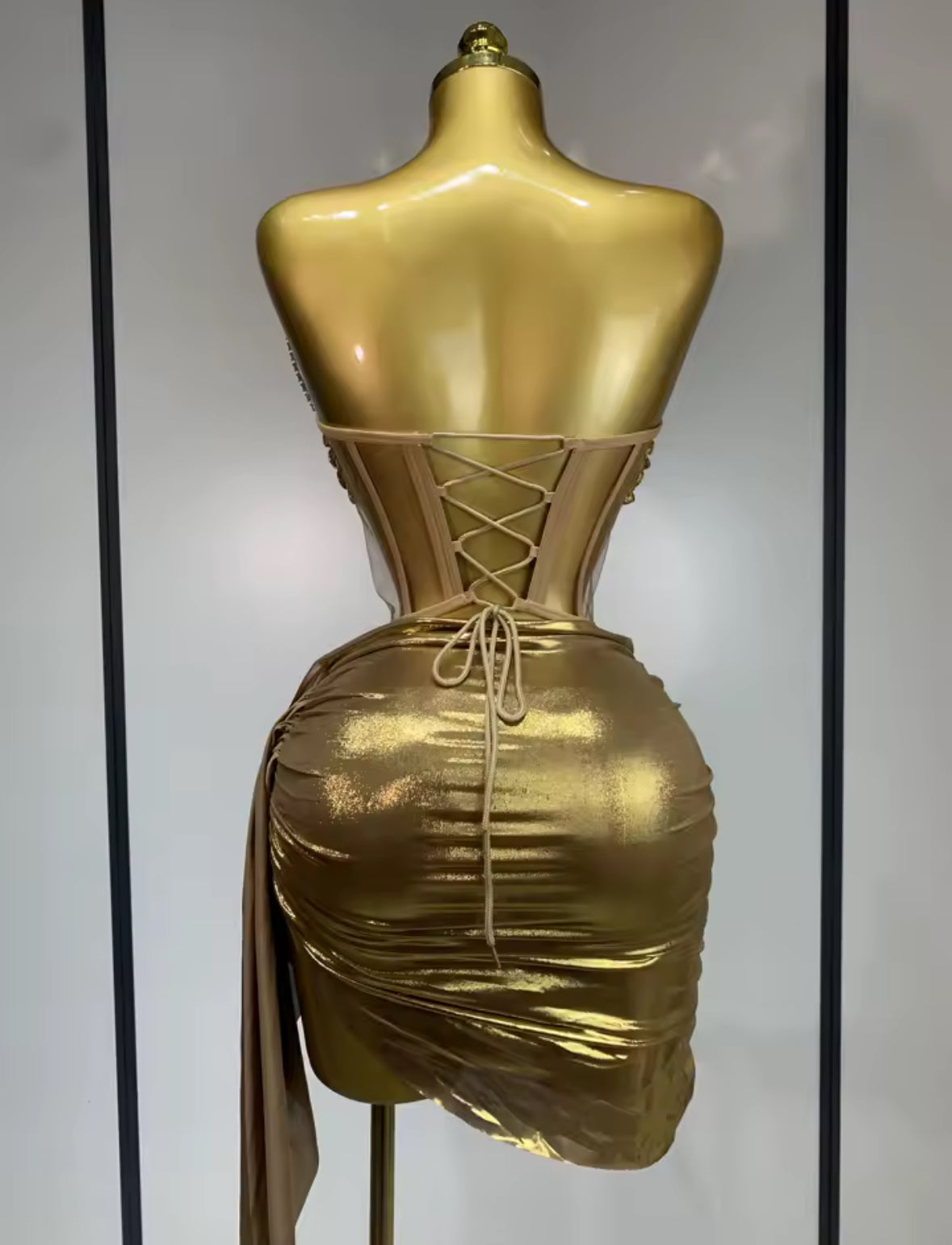 Sculpted Siren Metallic Corset Dress - Available in Gold or Silver
