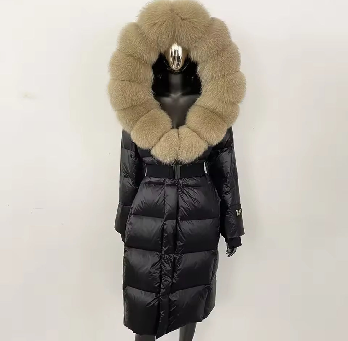 Luxury Real Fox Fur Oversized Collar Down Coat