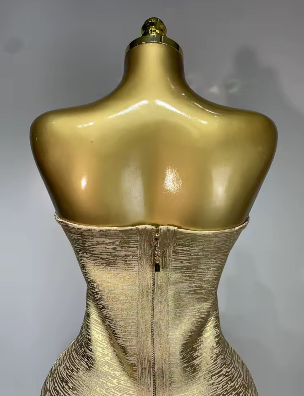 Trophy Wife Metallic Strapless Bandage Bodycon Dress — Gold or Black