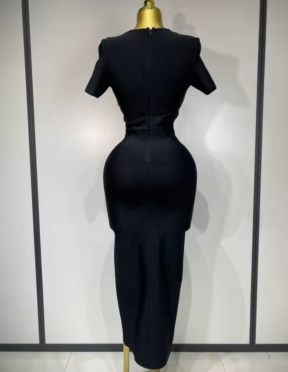 Sculpted Charm Cutout Bandage Dress – Black