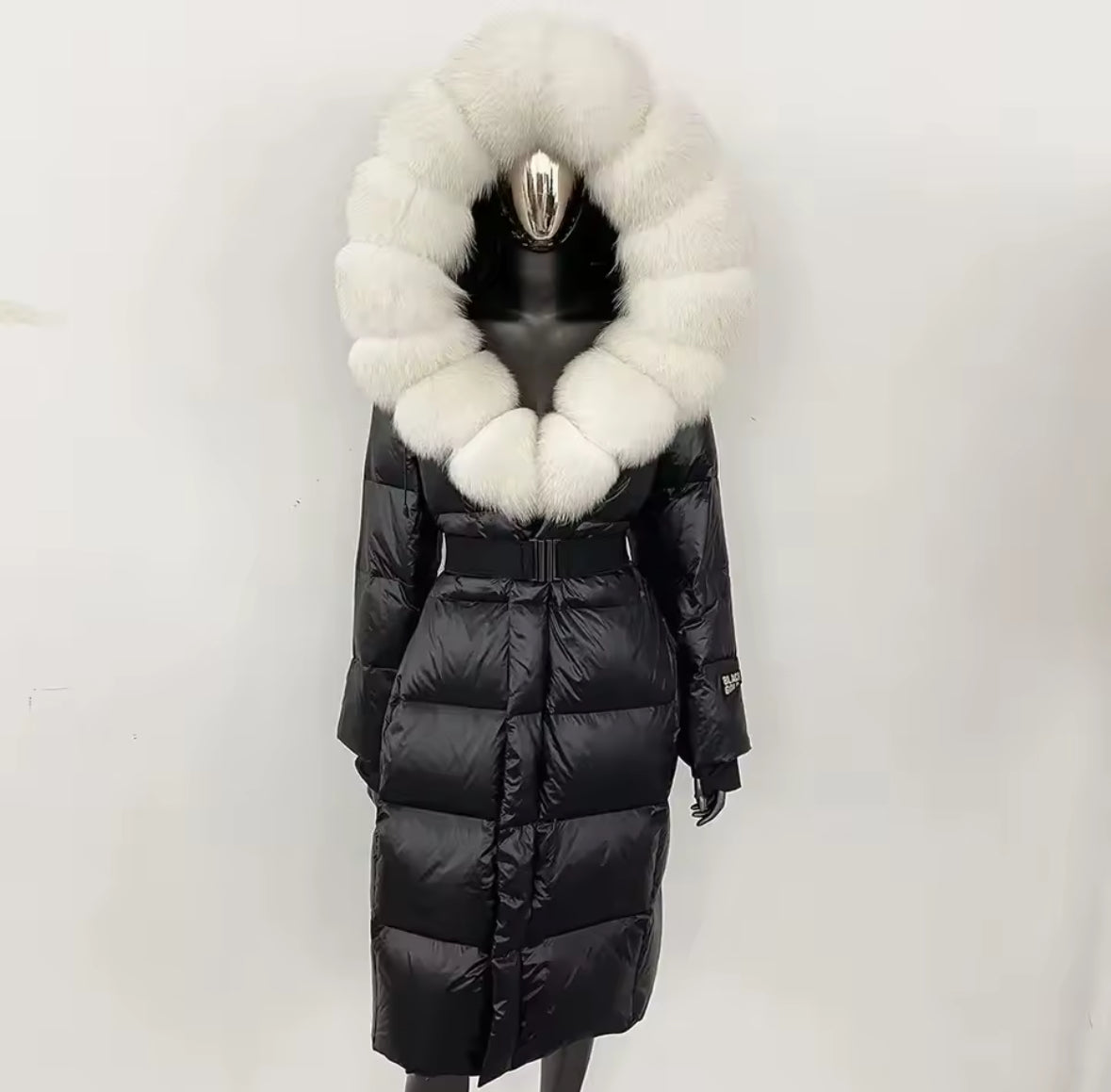Luxury Real Fox Fur Oversized Collar Down Coat