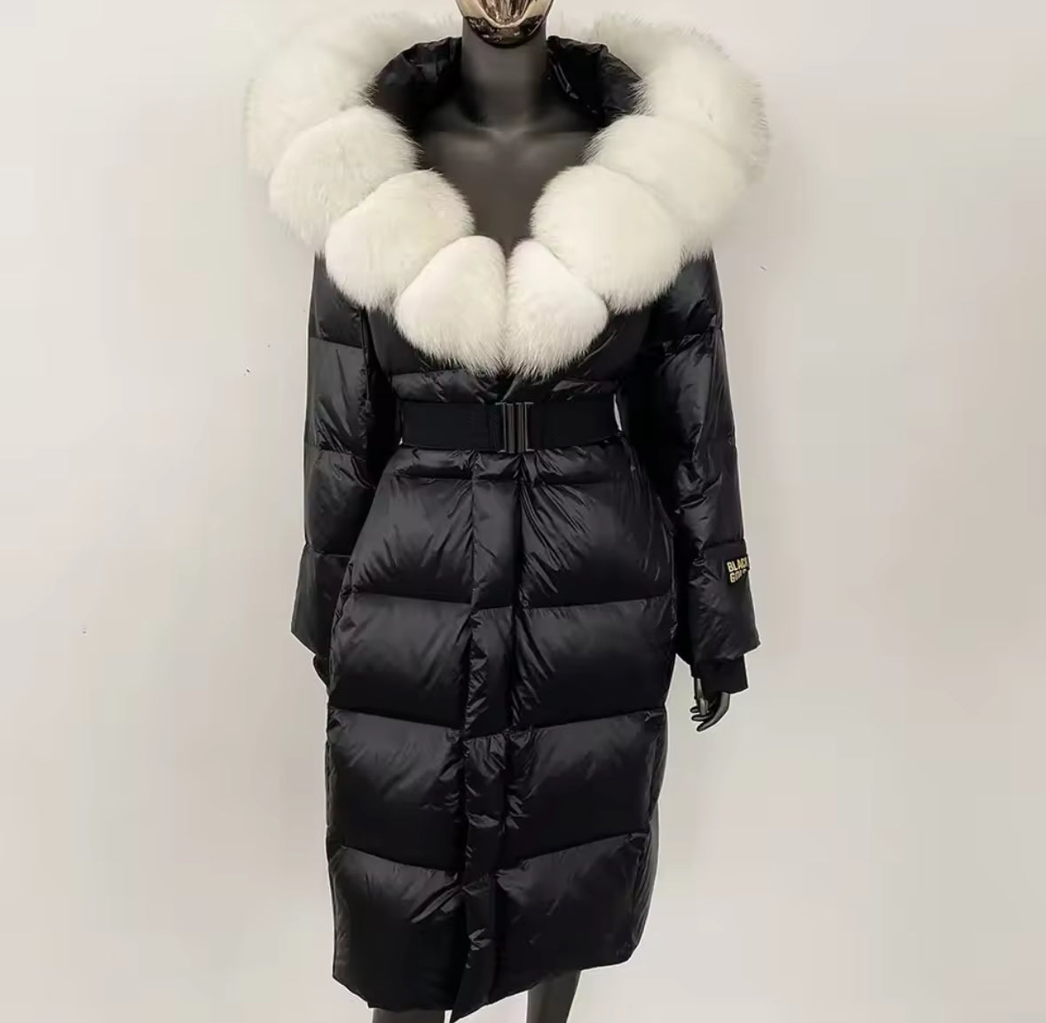 Luxury Real Fox Fur Oversized Collar Down Coat