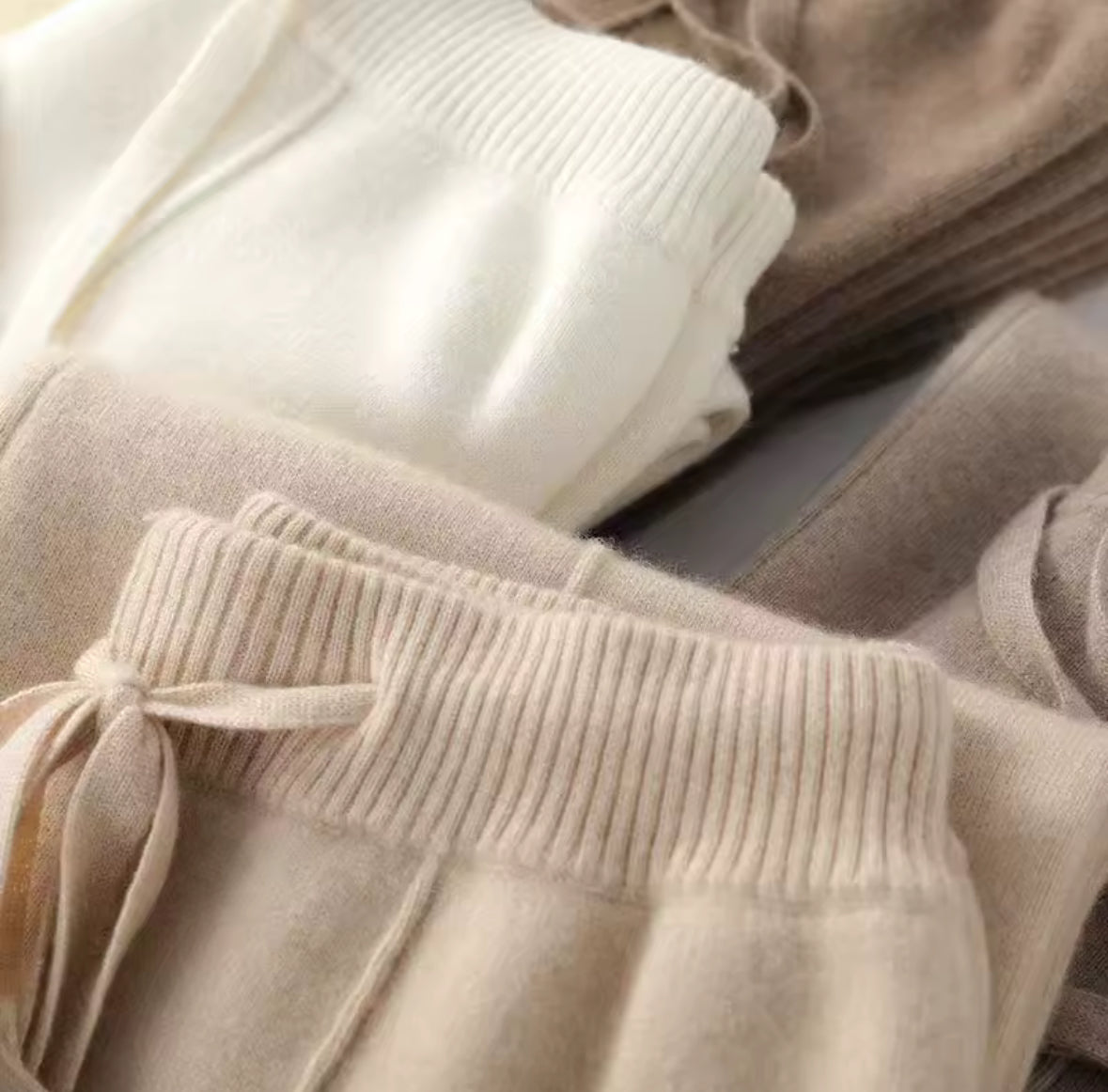 Merino Wool Wide Leg Knit Pants - Petite Sizes