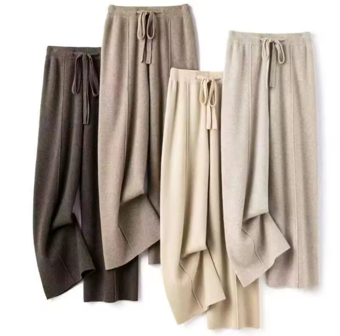 Merino Wool Wide Leg Knit Pants - Petite Sizes