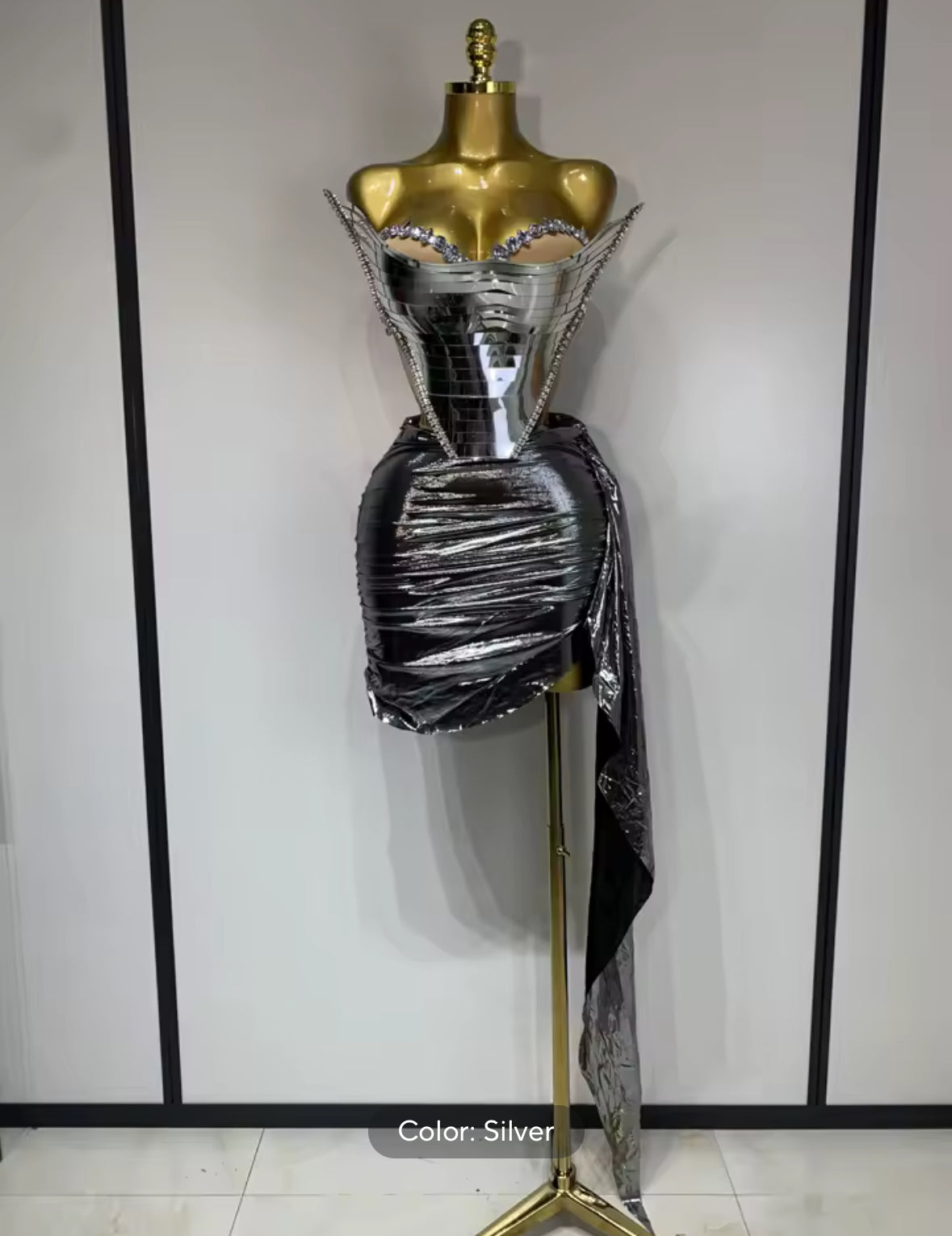 Sculpted Siren Metallic Corset Dress - Available in Gold or Silver