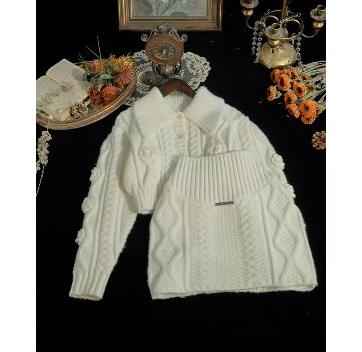 Cozy Knit Two-Piece Skirt Set