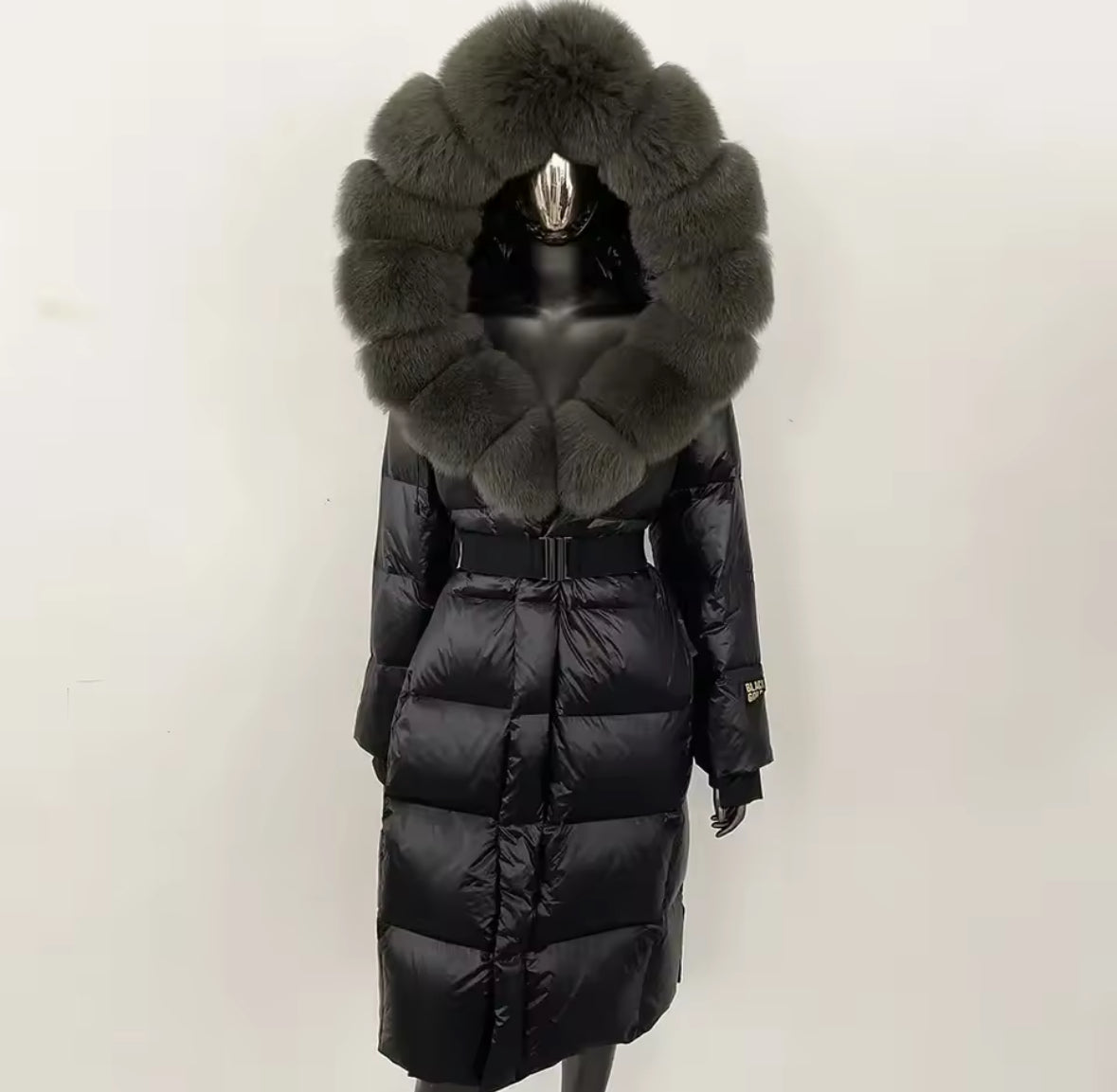 Luxury Real Fox Fur Oversized Collar Down Coat