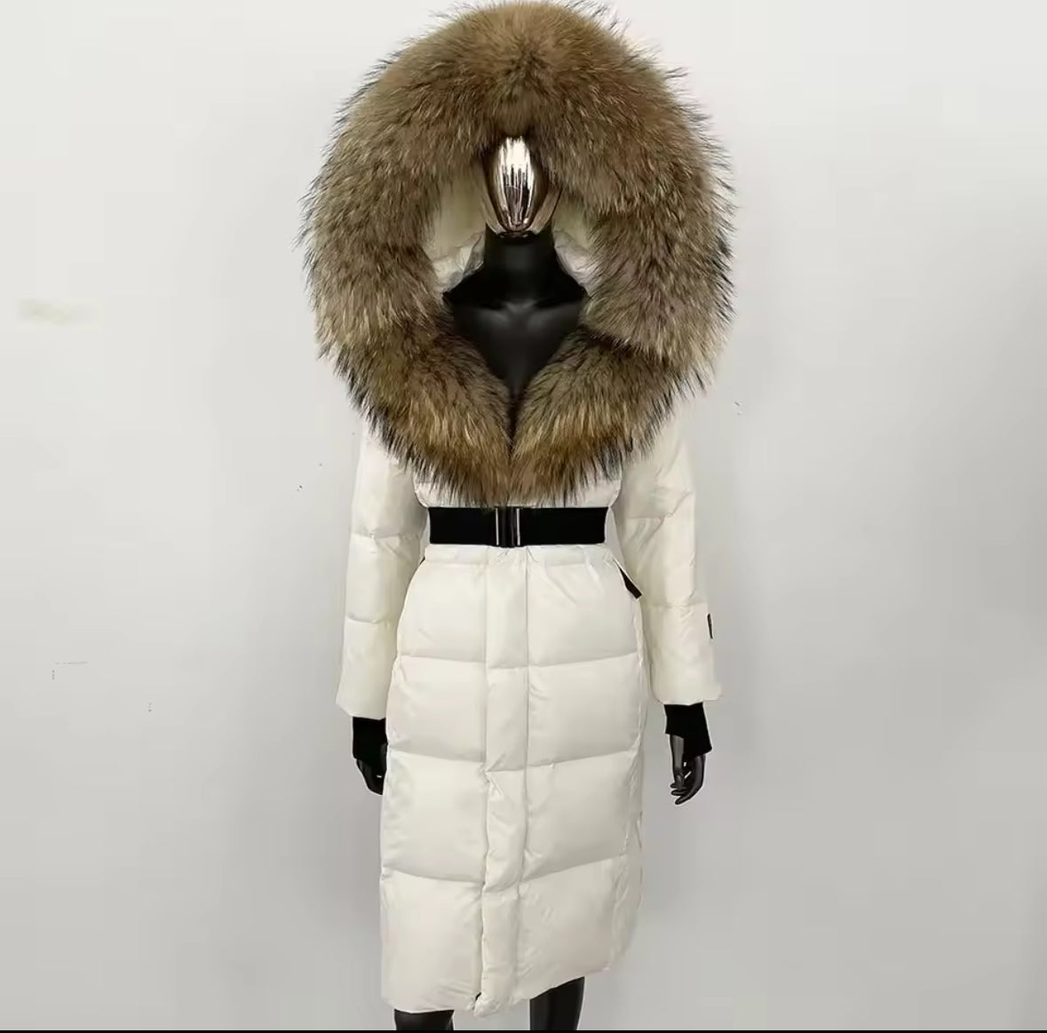 Luxury Real Fox Fur Oversized Collar Down Coat