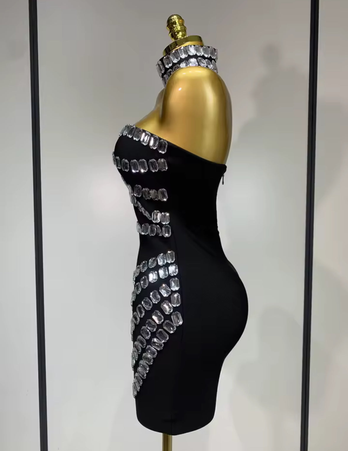 Diamond Drip Strapless Bandage Mini Dress