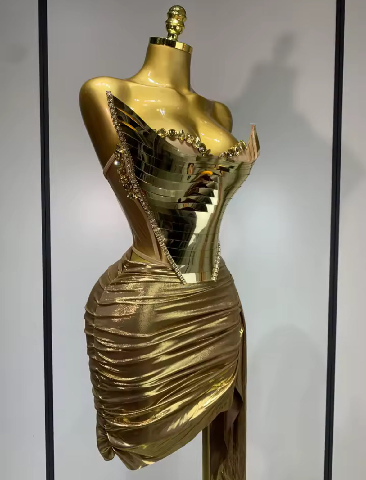 Sculpted Siren Metallic Corset Dress - Available in Gold or Silver