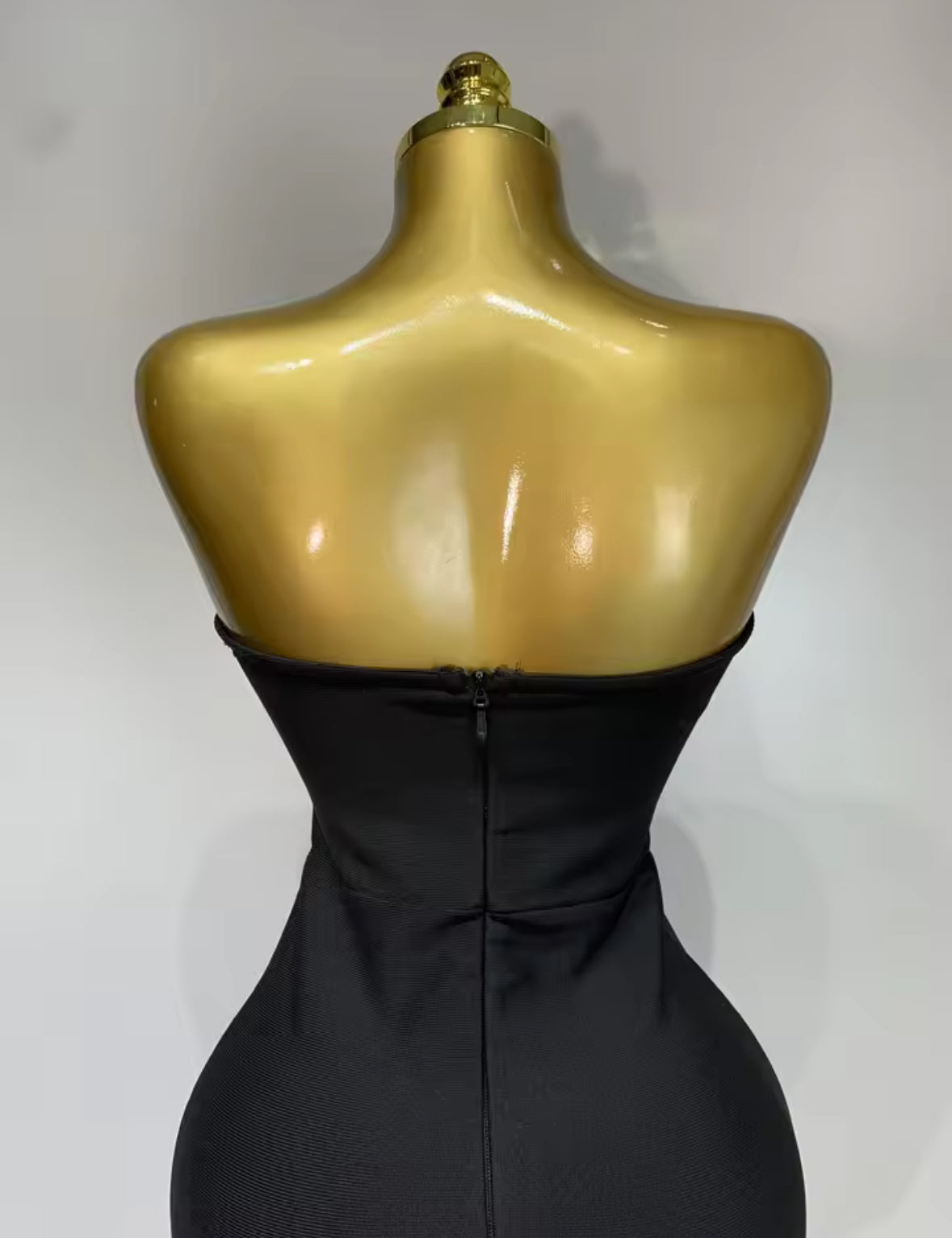 The Luxe Gem Strapless Mini Dress – Black