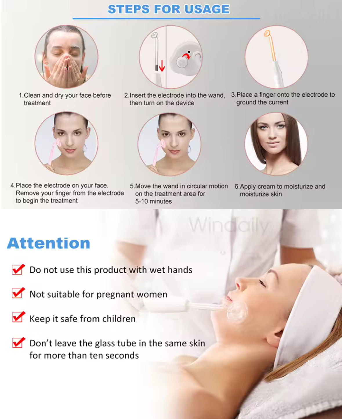 5-Piece High Frequency Wand Set – Neon (Orange) or Argon (Violet)