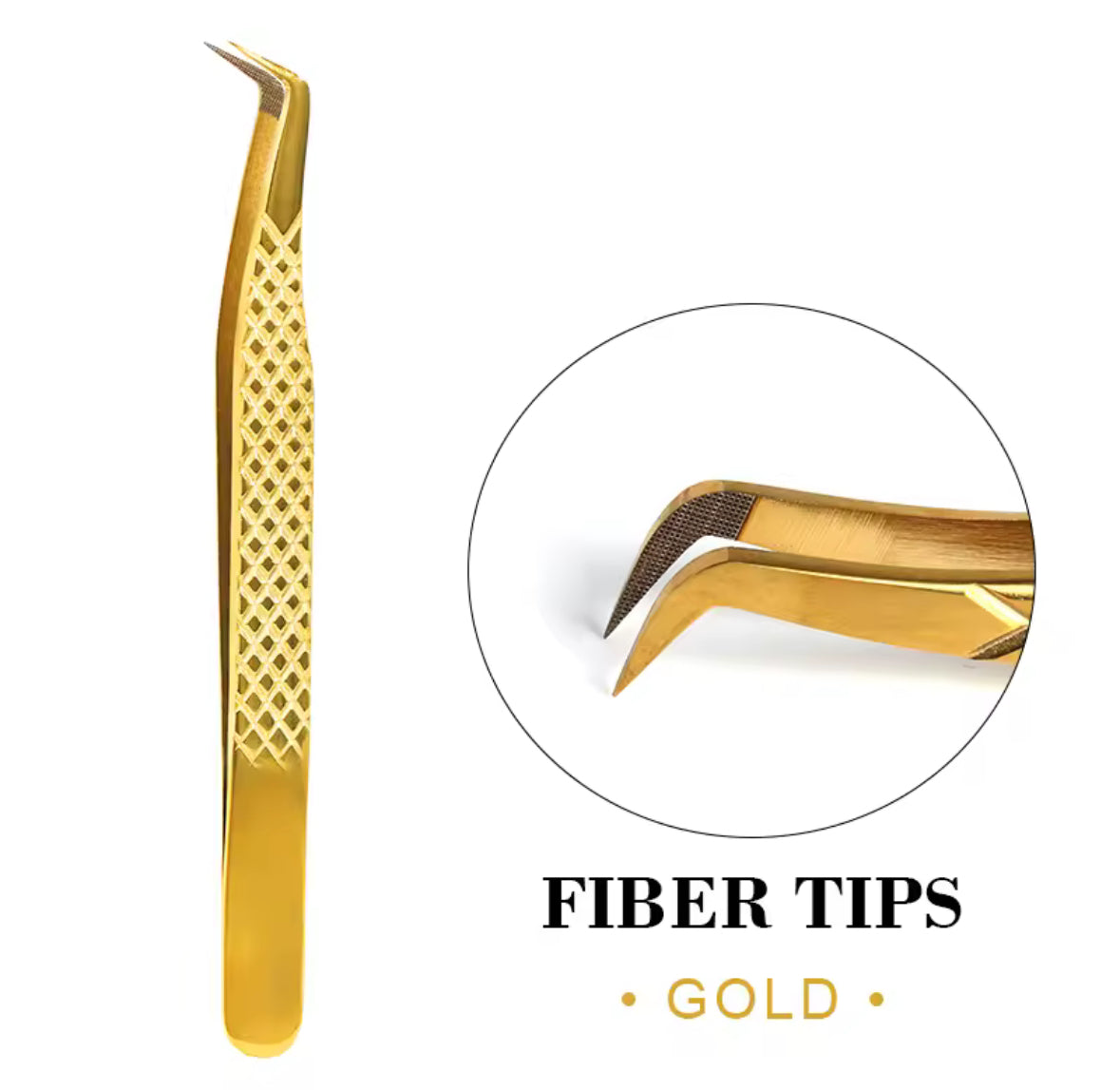 Premium Fiber Tip Lash Tweezers – Gold Collection
