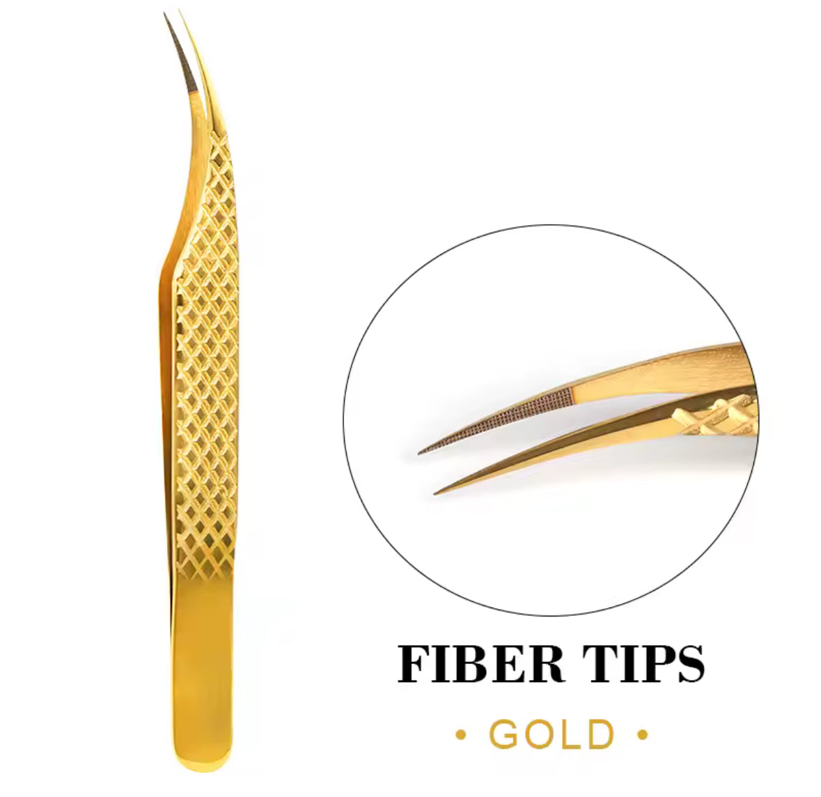 Premium Fiber Tip Lash Tweezers – Gold Collection
