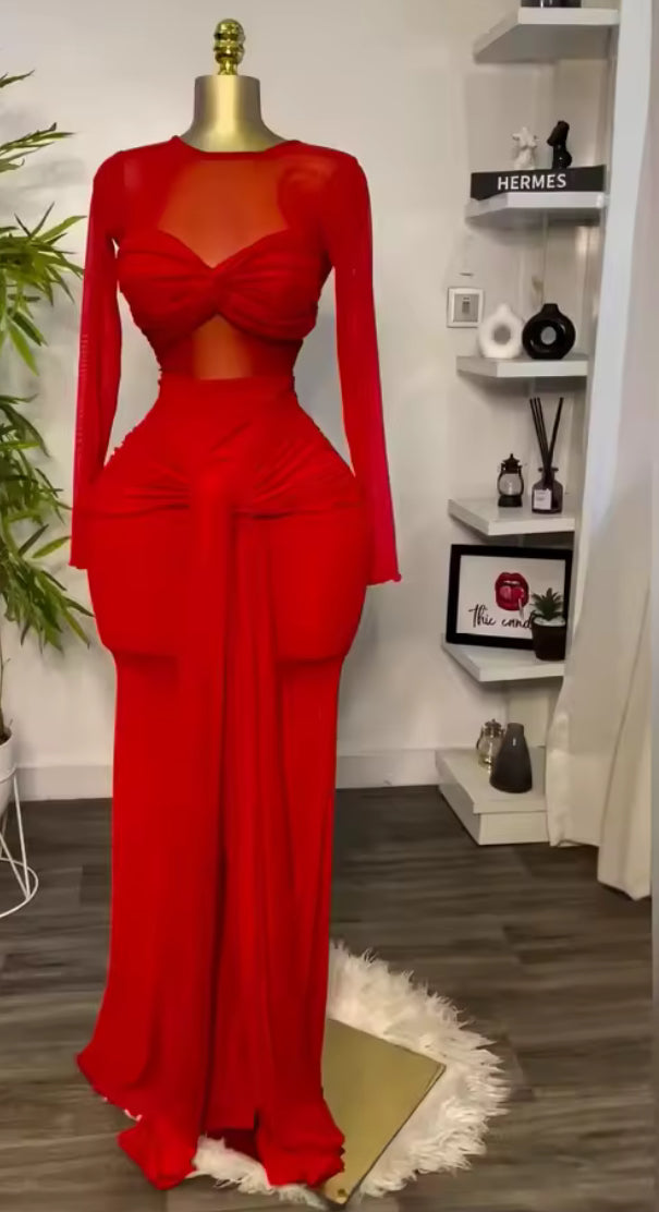 Scarlet Siren Sheer Ruched Maxi Dress