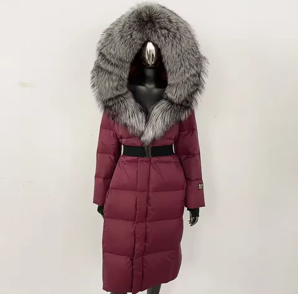 Luxury Real Fox Fur Oversized Collar Down Coat