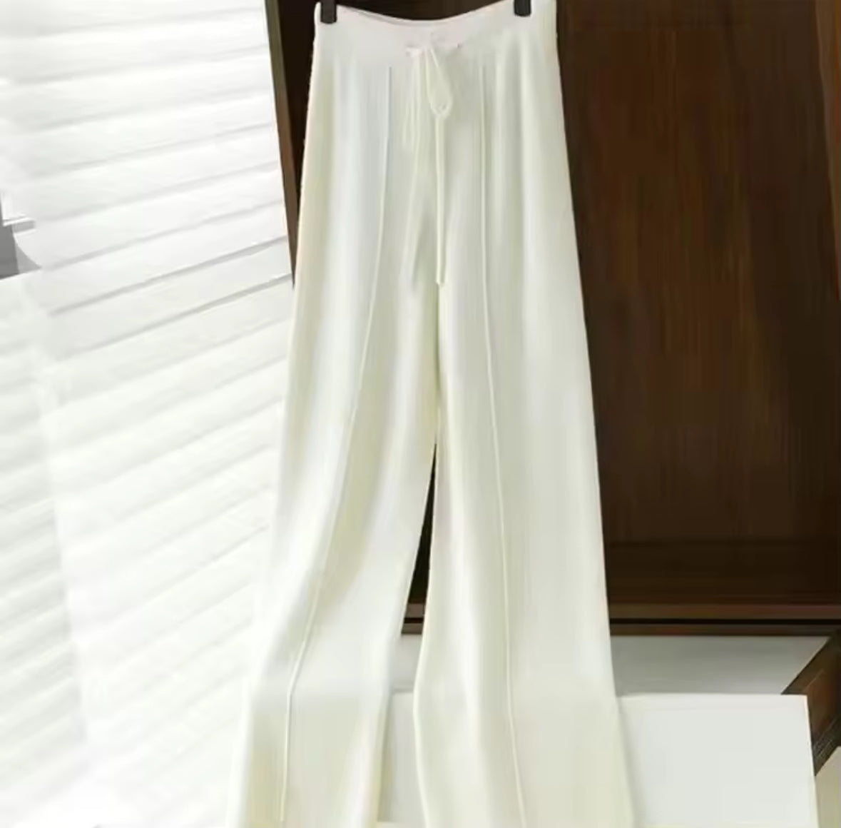Merino Wool Wide Leg Knit Pants - Petite Sizes