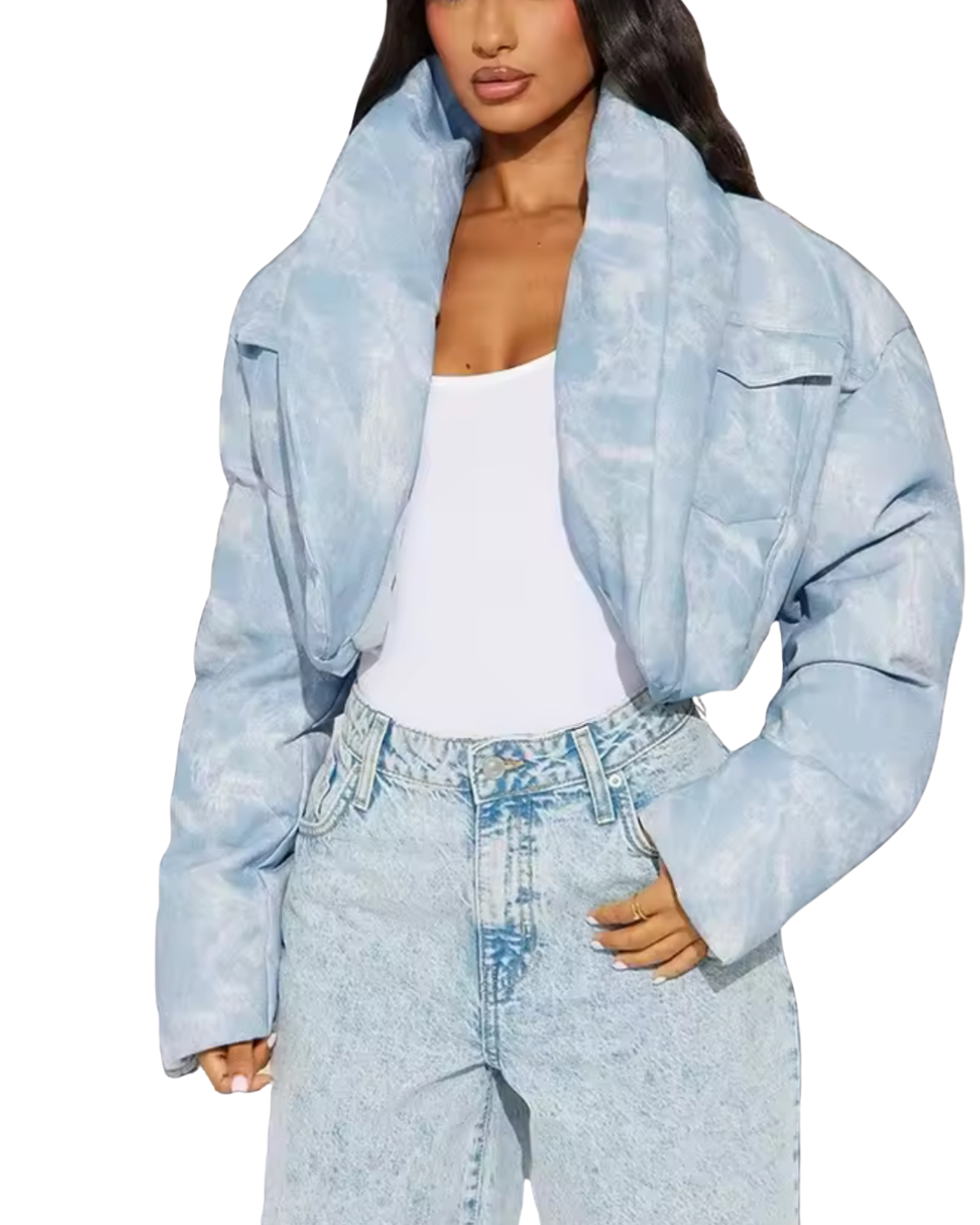 Cropped Light Blue Puffer Jacket