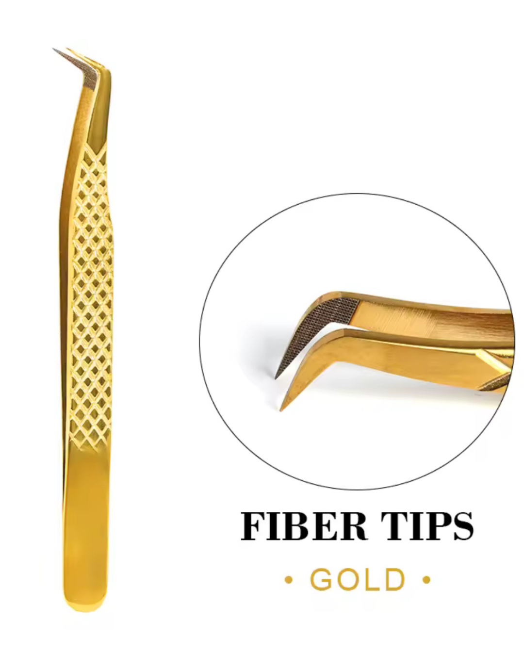 Premium Fiber Tip Lash Tweezers – Gold Collection