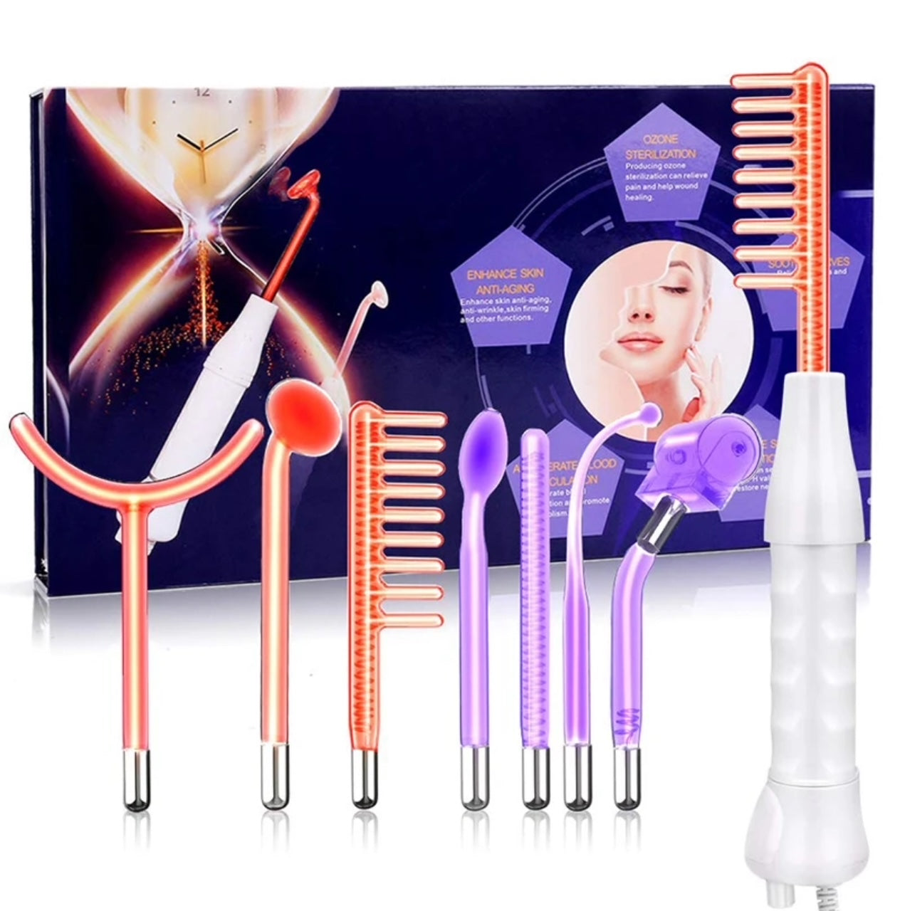 7 Piece Neon + Argon Gas High Frequency Skin Care Set