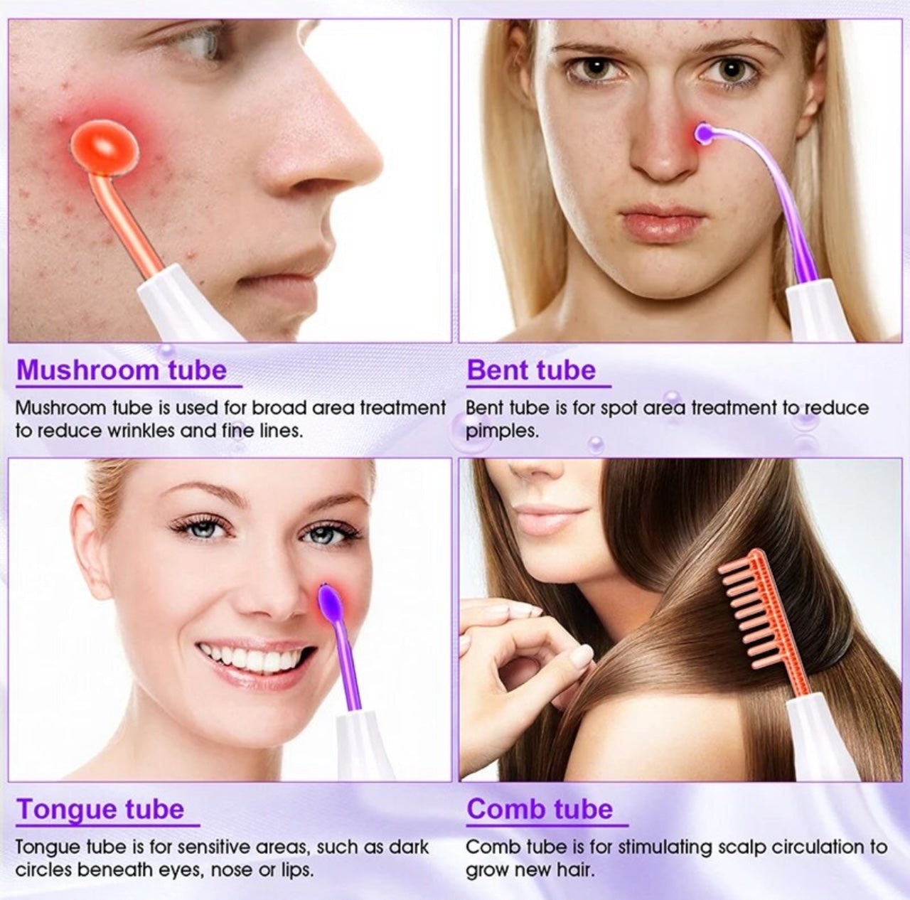 7 Piece Neon + Argon Gas High Frequency Skin Care Set