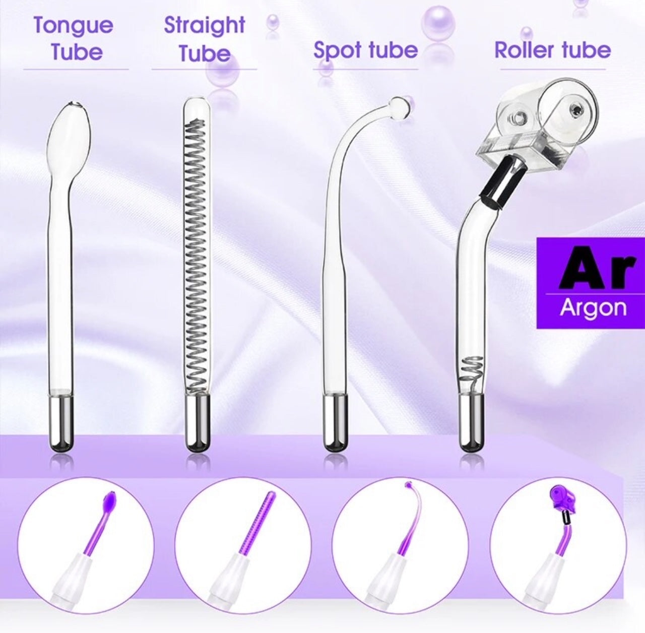 7 Piece Neon + Argon Gas High Frequency Skin Care Set