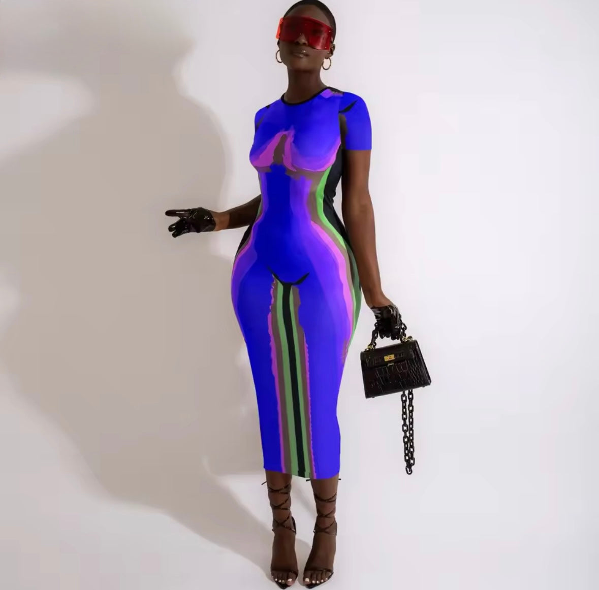 Bold Body Illusion Midi Dress