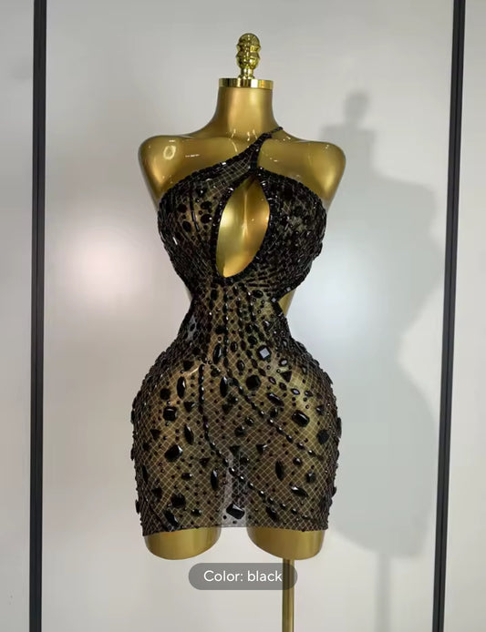 Glamour Gem Mesh Mini Dress – Available in 4 Colors