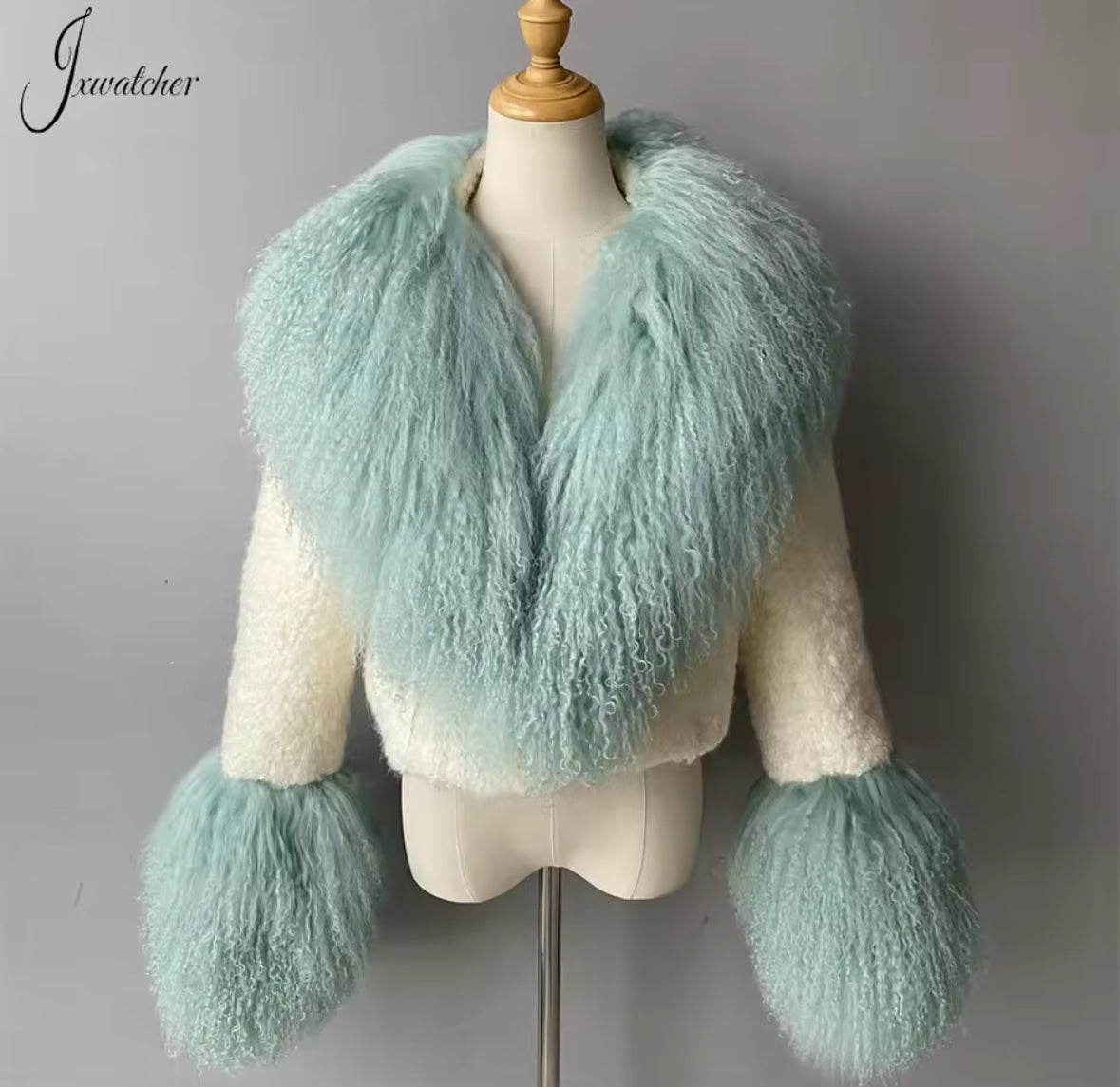 Luxury Cropped Tweed & Genuine Mongolian Fur Jacket