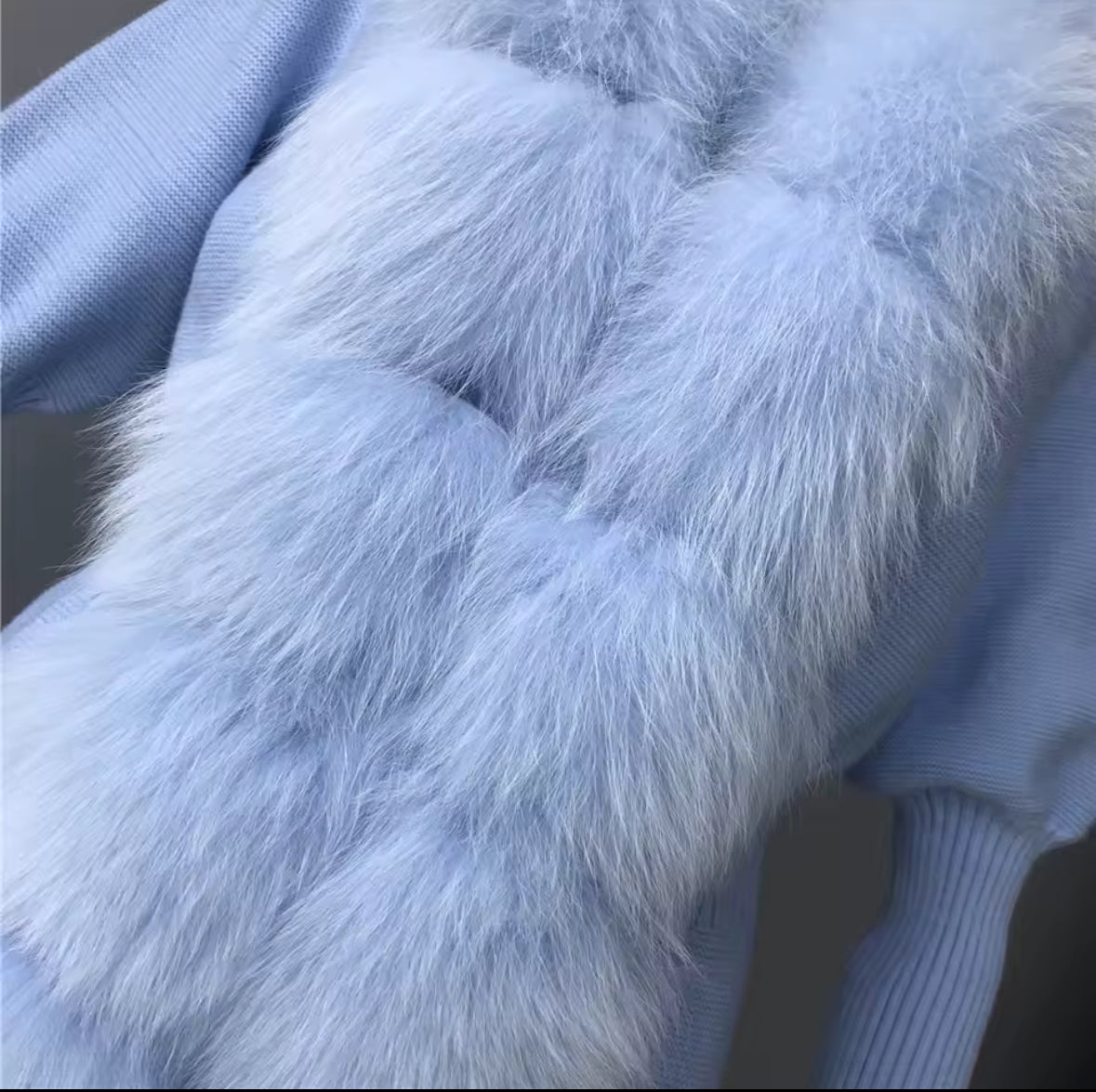 Luxury Knit Sweater with Genuine Fox Fur Trim