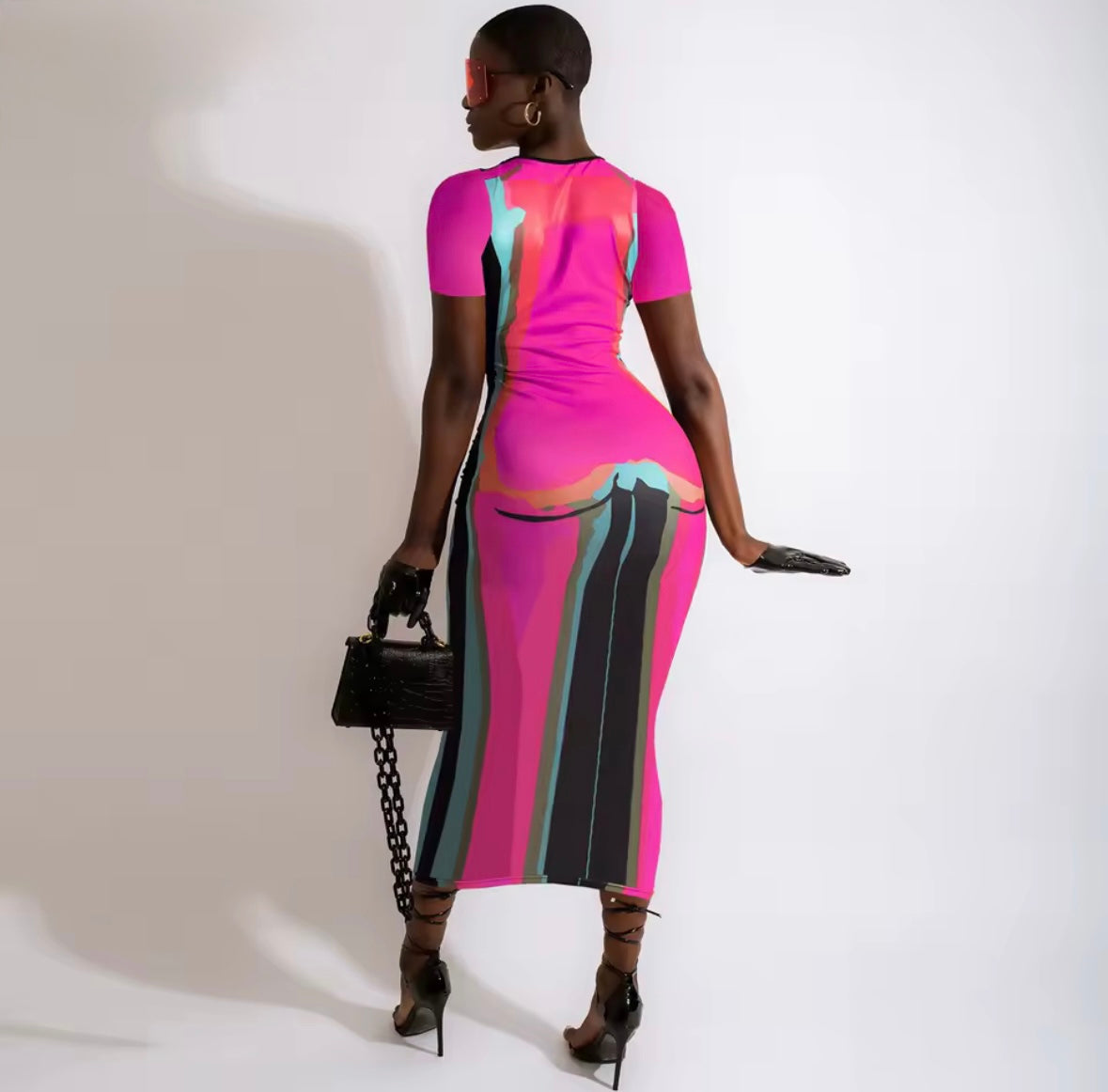 Bold Body Illusion Midi Dress