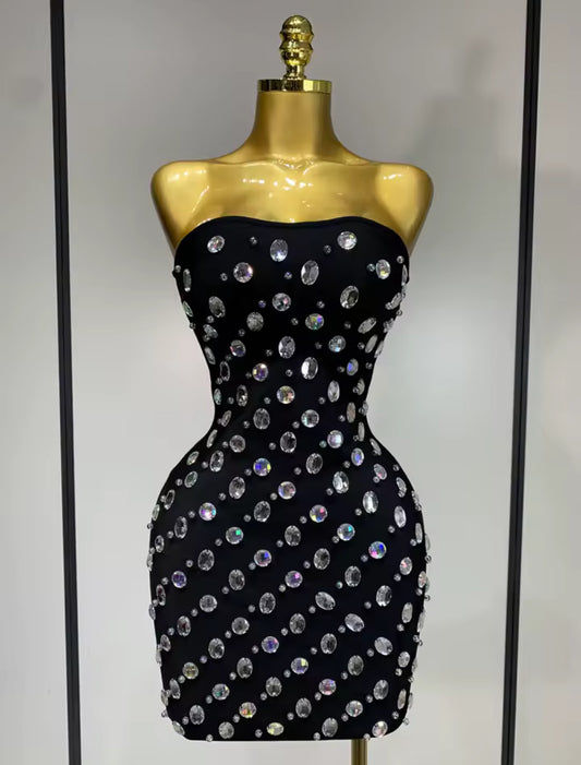 Midnight Sparkle Strapless Mini Dress